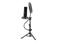 LORGAR Voicer 721, Gaming Microphone, Black, USB condenser microphone with tripod stand