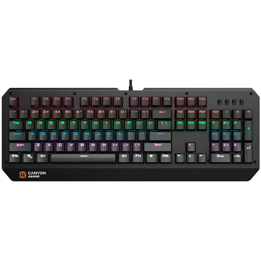 CANYON Hazard GK-6, Wired multimedia gaming keyboard with lighting effect, 108pcs rainbow LED, Numbers
