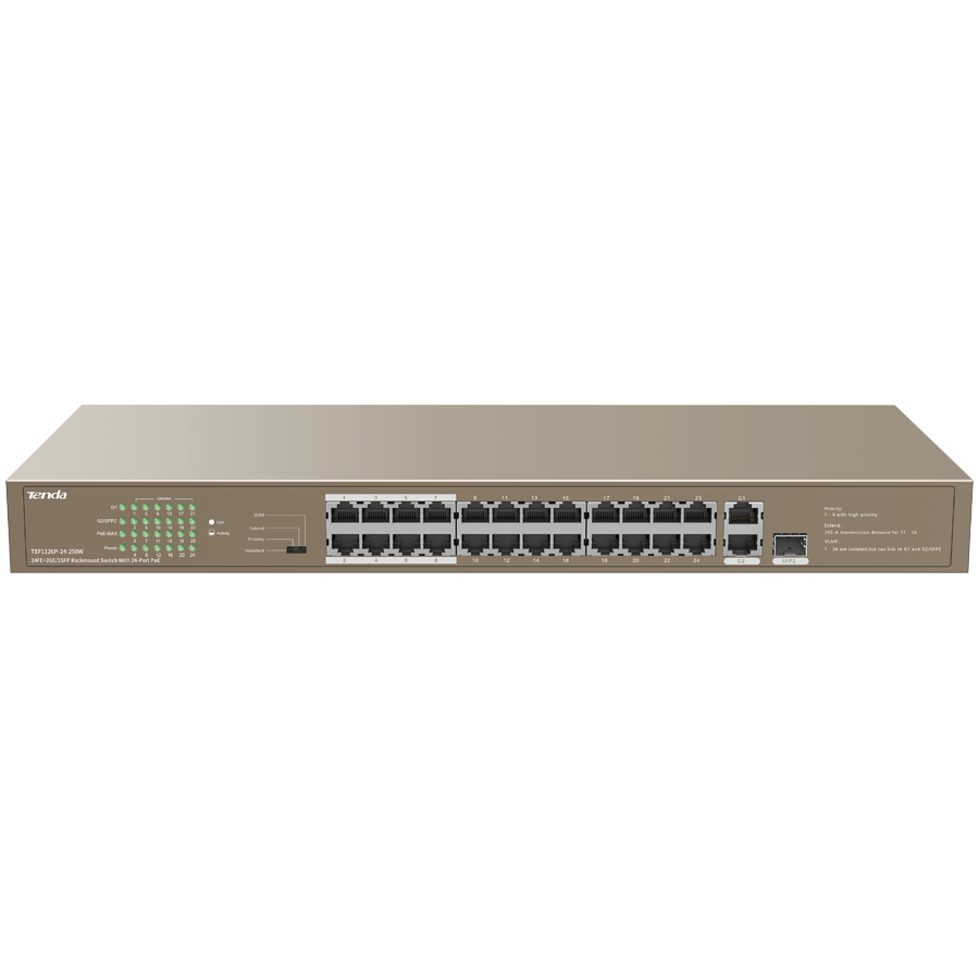 Tenda Switch 24 PoE 10/100 250W Rack