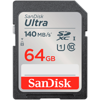 SanDisk Ultra UHS I 64GB SD Card 140MB/s for DSLR and Mirrorless Cameras, 10Y