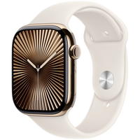 Apple Watch Series 10 GPS + Cellular 46mm Gold Titanium Case with Starlight Sport Band - S/M