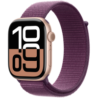 Apple Watch Series 10 GPS + Cellular 46mm Rose Gold Aluminium Case with Plum Sport Loop