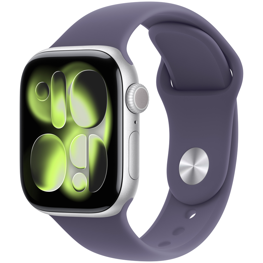 Apple Watch Series 11 GPS 42mm Silver Aluminium Case with Purple Fog Sport Band - M/L