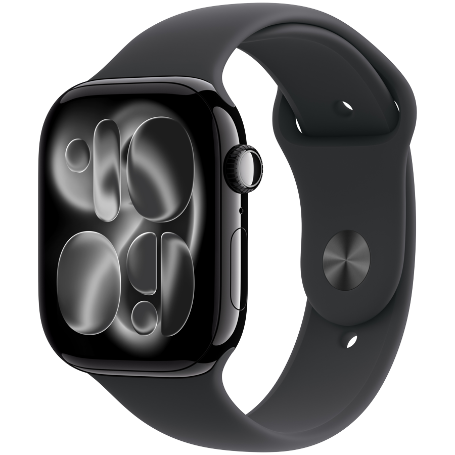 Apple Watch Series 11 GPS + Cellular 46mm Jet Black Aluminium Case with Black Sport Band - M/L