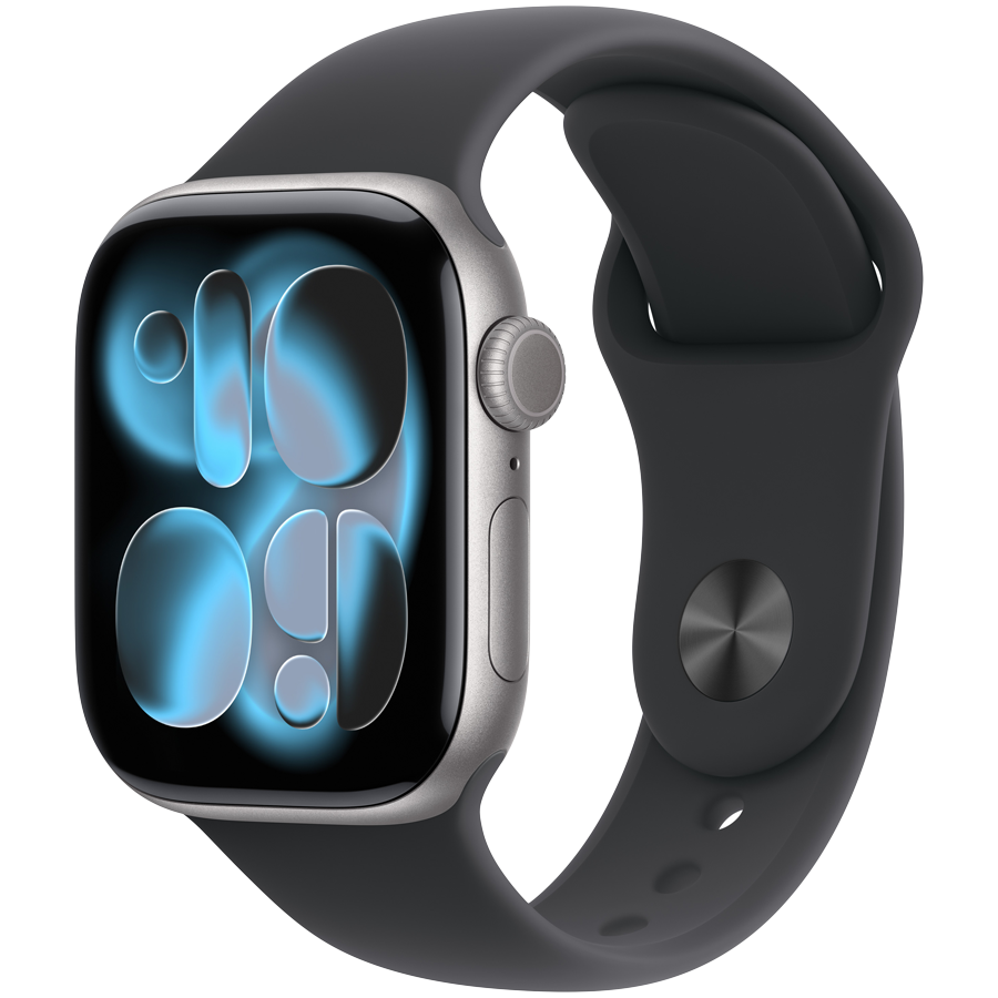 Apple Watch Series 11 GPS + Cellular 42mm Space Grey Aluminium Case with Black Sport Band - S/M