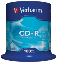 VERBATIM CD-R 52X Extra Protection Spindle 700MB 100 Pack