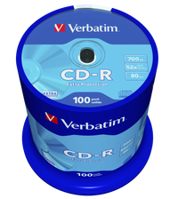 VERBATIM CD-R 52X Extra Protection Spindle 700MB 100 Pack