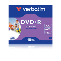 VERBATIM DVD+R 16X Printable Jewel Case 4.7GB 10 Pack