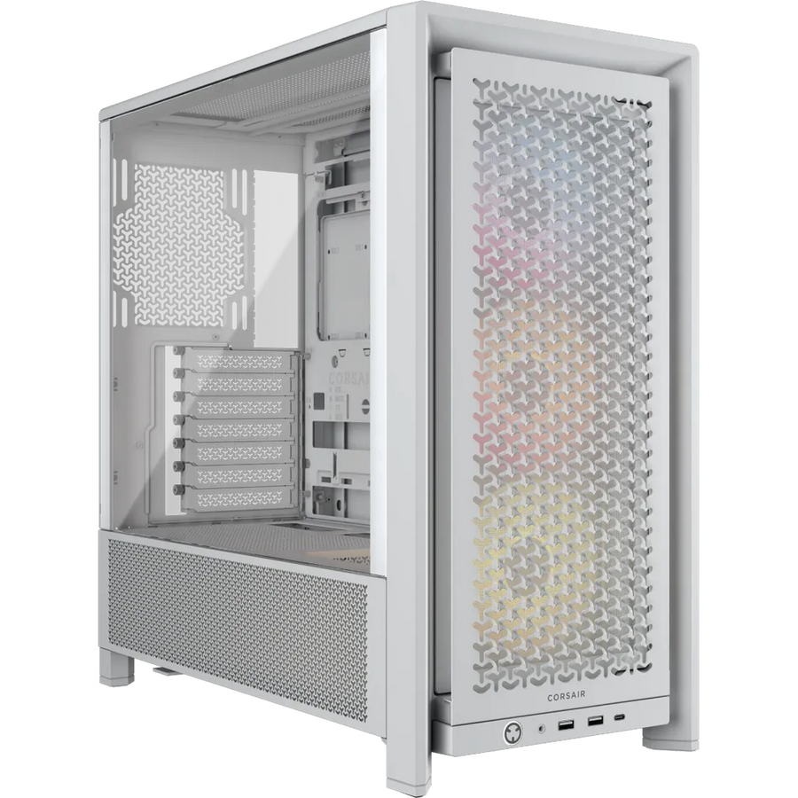 Corsair FRAME 4000D RS ARGB Midi-Tower ATX PC Case White Tempered Glass 3x 120mm Fans
