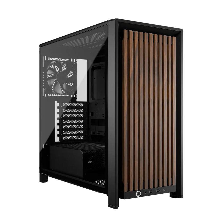 Corsair Frame 4000D RS Wood Modular Mid-Tower PC Case Black Walnut Wood Front Panel 4 RS120 Fans Dual 360mm