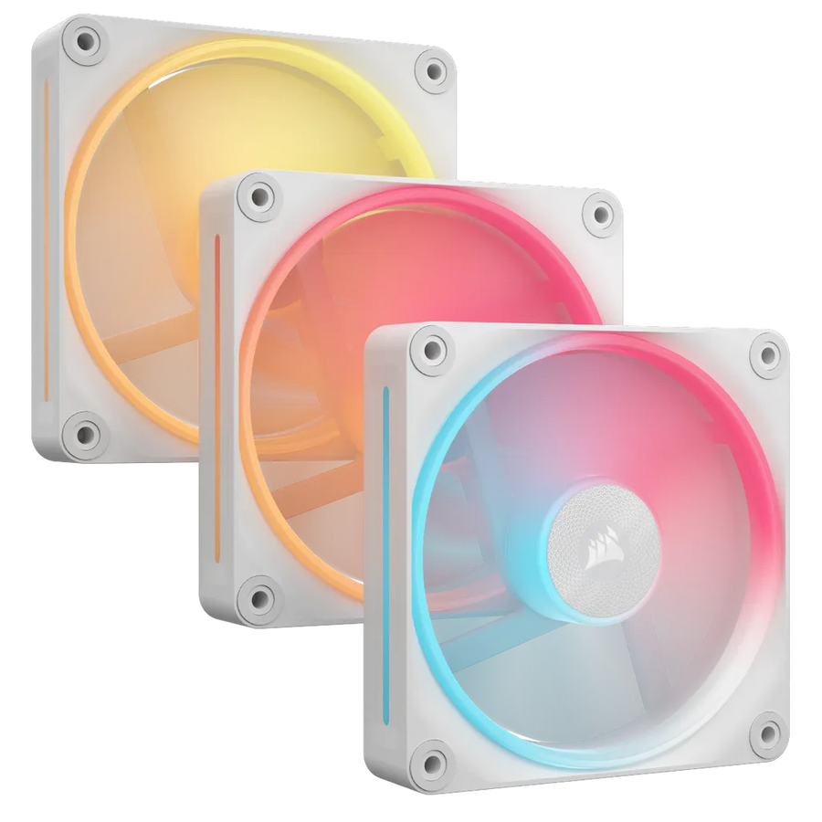 Corsair iCUE LINK LX120-R RGB 120mm PWM Reverse Fans Starter Kit 3-Pack with System Hub (White)