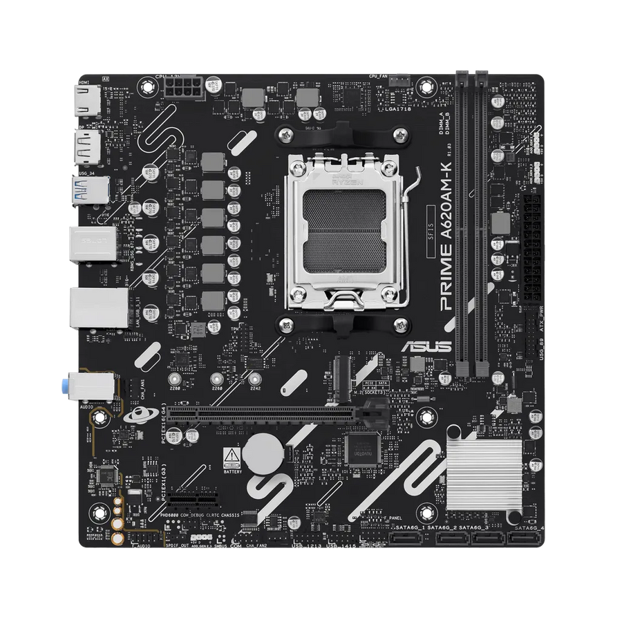 ASUS Prime A620AM-K Micro-ATX Motherboard AMD AM5 DDR5 PCIe 4.0 Ryzen 9000 GbE