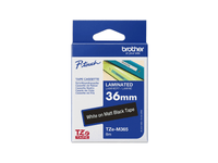 Brother 36mm White on Matt Black Laminated tape