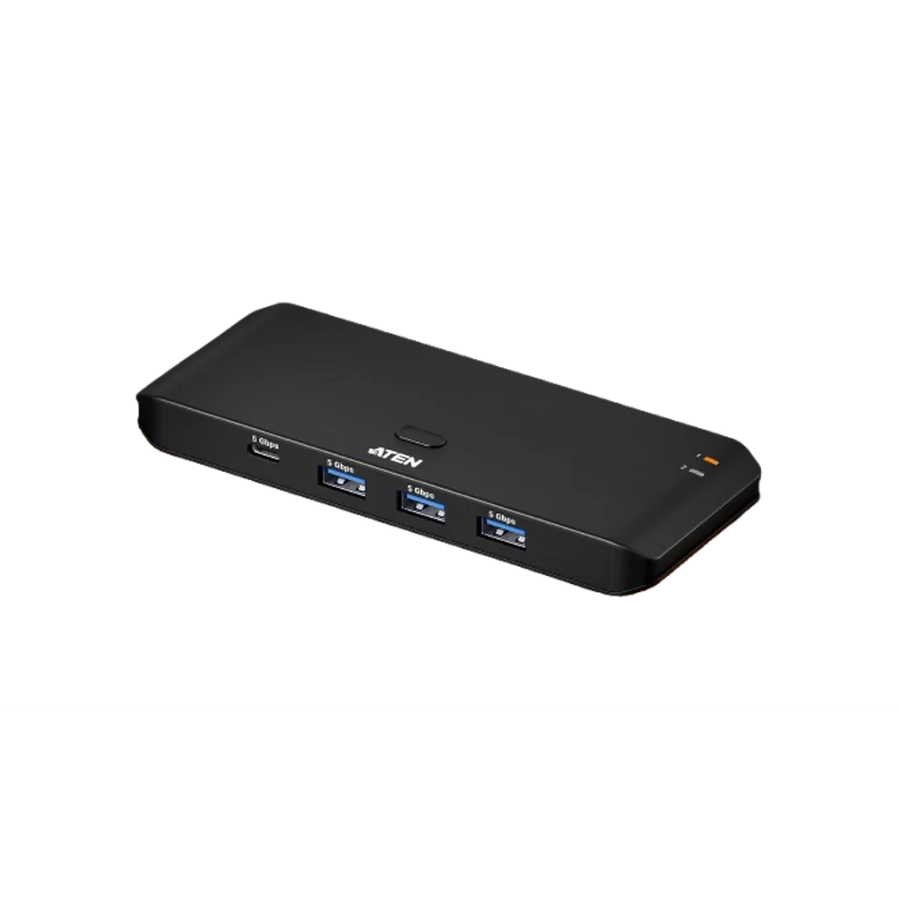 Aten 2x4 USB 3.2 Gen 1 Sharing Switch 2 Computers Share 4 Peripherals 5Gbps Remote Port Selector Hot-Pluggable