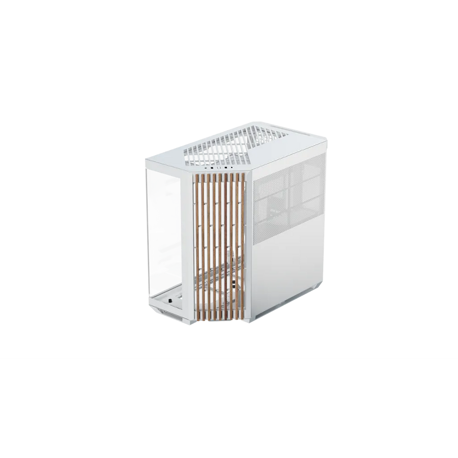 APNX V1 Dual-Chamber Mid-Tower ATX Gaming PC Case White Wood Texture