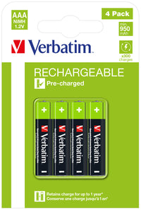 Verbatim AAA Rechargable Battery (4 Batteries Per Pack)