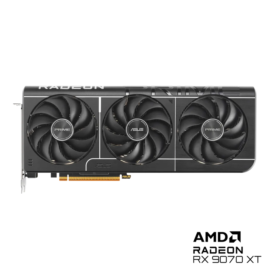 ASUS Prime Radeon RX 9070 XT OC Edition 16GB GDDR6 256-bit PCIe 5.0 Triple-Fan Graphics Card