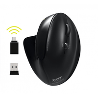 Port Connect Black Ergonomic Rechargeable Bluetooth Mouse
