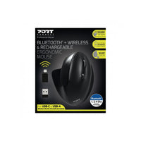 Port Connect Black Ergonomic Rechargeable Bluetooth Mouse