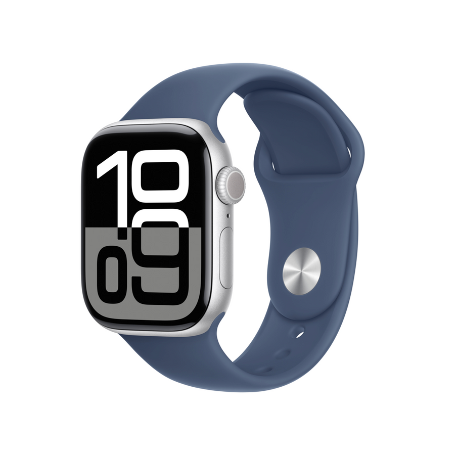Apple Watch Series 10 | GPS + Cellular 42mm | Silver Aluminium Case With Denim Sport Band | S/M