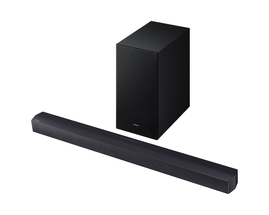 SAMSUNG WIRELESS SOUNDBAR 2.1CH 300W DOLBY AUDIO DTS VIRTUAL:X HDMI ARC BLUETOOTH TV CONNECTION ADAPTIVE SOUND GAME MODE NIGHT MODE VOICE ENHANCE WIRELESS SUBWOOFER WIRELESS SURROUND SOUND COMPATIBLE
