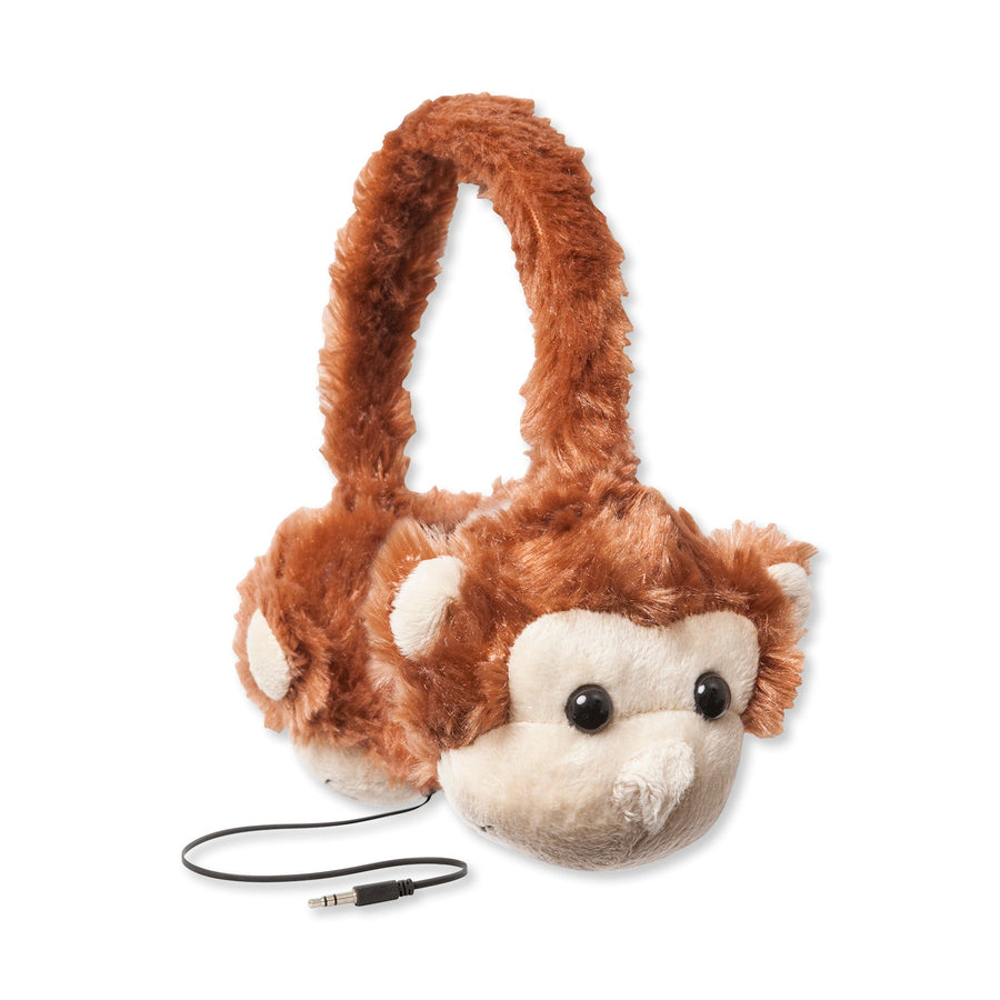 Animalz Furry Retractable Volume Limiting Over-the-Ear Headphones - Monkey