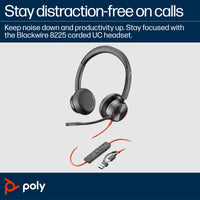 Poly Blackwire 8225 Stereo Microsoft Teams Certified USB-C ANC Headset