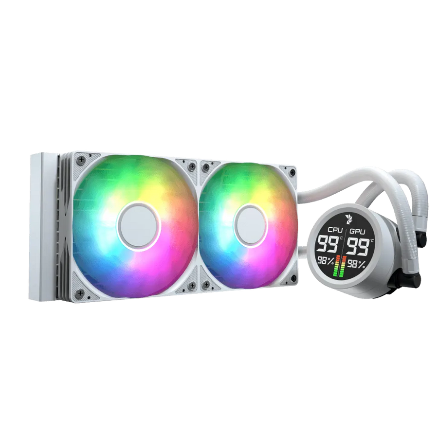 AeroCool Abyss L240R Digi 240mm ARGB AIO CPU Liquid Cooler White LCD Display LGA1851 AM5 AM4