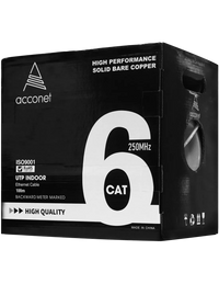 Acconet CAT6 Indoor Ethernet Cable 100m White Solid Copper UTP Pull Box | CAT6-100-SC