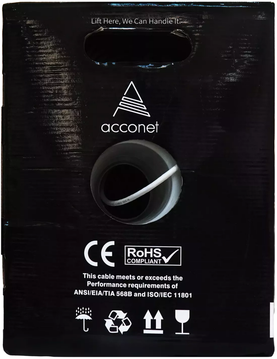 Acconet CAT6 Indoor Ethernet Cable 305m White Solid Copper UTP Pull Box | CAT6-305-SC
