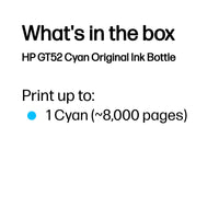 HP GT52 Cyan Original Ink Bottle ~8 000 pgs - Image 3