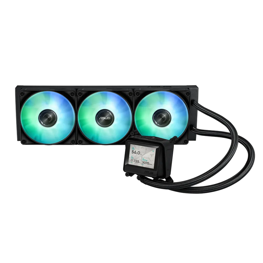 ASUS MAX Gaming LC 360 ARGB LCD 120mm AIO CPU Liquid Cooler Black 2.4-inch IPS Display LGA1851 AM5 AM4
