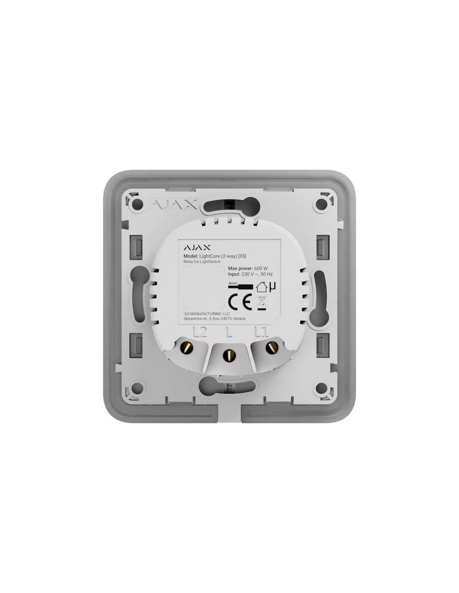 AJAX Security - LightCore 2 Way Wireless Light Switch, SoloButton not included | AJAX-LC-2W-1-GANG