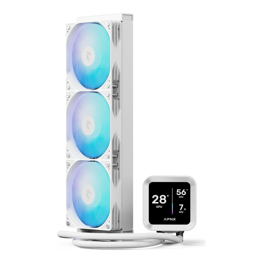 AeroCool APNX LC1-D 360mm ARGB AIO Liquid CPU Cooler White 3.95-inch IPS LCD Display 320W TDP Copper Block