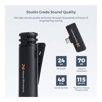 NearStream AWM10T-P Dual Mini Wireless Clip-on Microphones 2TX+1RX USB-C 2.4GHz 35ft Range - Image 2