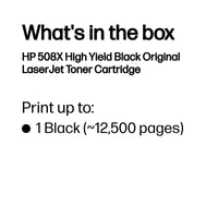 HP 508X Black LaserJet Enterprise M552/M553 Toner Cartridge Cartridge Yield 12500 PGS