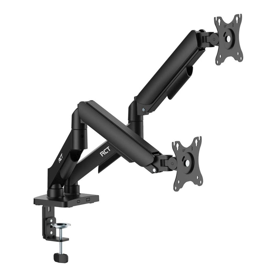 BRACKET 17'' - 32'' dual monitor mount; gas spring: tilt; swivel & rotate; VESA Compatible 75x75 & 100x100; up to 9Kg per screen