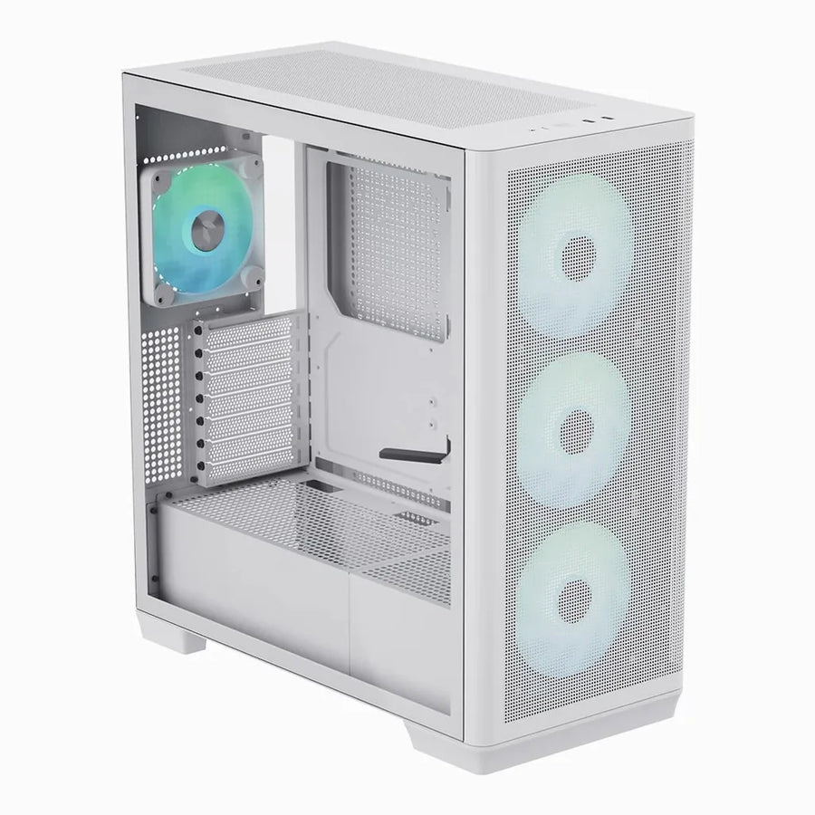 APNX C1-R Premium ATX Mid-Tower PC Case White 4x 120mm PWM ARGB Fans Tempered Glass