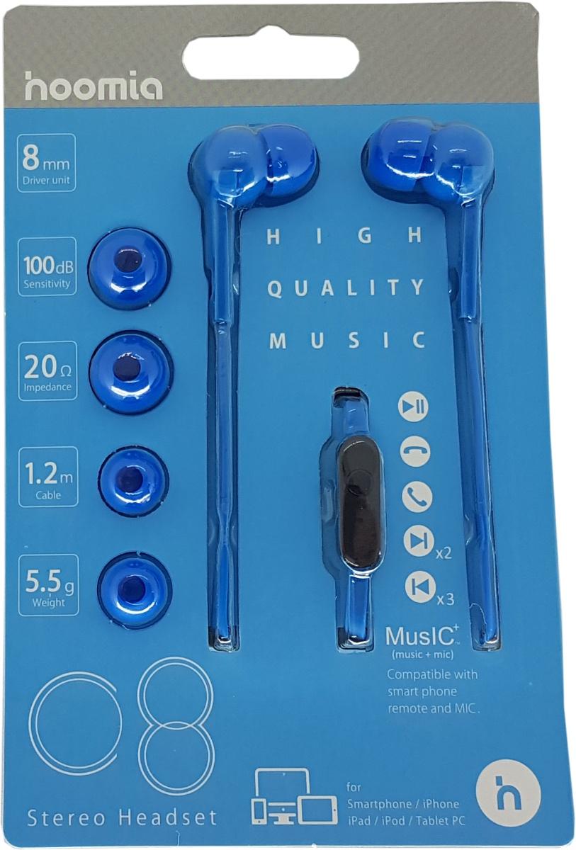 Hoomia Stereo Earphone + Mic Blue 1.2M
