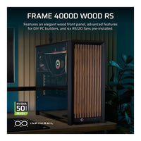 Corsair Frame 4000D RS Wood Modular Mid-Tower PC Case Black Walnut Wood Front Panel 4 RS120 Fans Dual 360mm - Image 4
