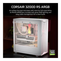 Corsair 3200D RS ARGB Mid-Tower PC Case White 3x RS120 ARGB Fans 375mm GPU Clearance 360mm Radiator - Image 3