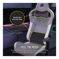 Corsair T3 Rush Gaming Chair Soft Fabric Memory Foam Lumbar Support (White/Grey) - Image 5
