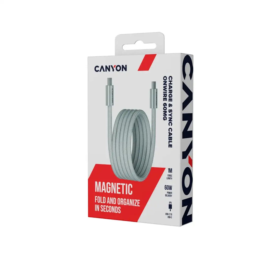 CANYON cable OnWire 60MG C-C 60W Magnet Braided 1m Light Grey