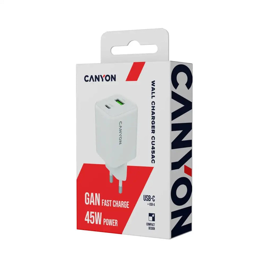 CANYON charger CU45AC GaN 45W 1xPD 1xQC EU White