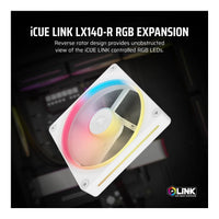 Corsair iCUE LINK LX140-R RGB 140mm PWM Reverse Fan 480-2000 RPM Magnetic Dome Bearing (White) - Image 3