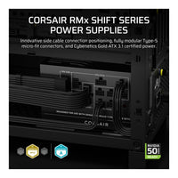 Corsair RM Series™ RM1000x Shift — 1000 Watt 80 PLUS Gold Fully Modular ATX PSU; ATX 3.1; PCI-E 5.1; 10yr Warranty