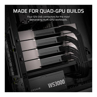 Corsair WS3000 3000W ATX 3.1 Fully Modular Workstation PSU 80 Plus Platinum 4x 12V-2x6 Connectors 10-Year - Image 2