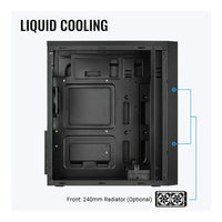 Aerocool CS-1103 ATX Mid-Tower PC Case Black Brushed Aluminum Front Panel - Image 3