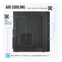 Aerocool CS-1103 ATX Mid-Tower PC Case Black Brushed Aluminum Front Panel - Image 2