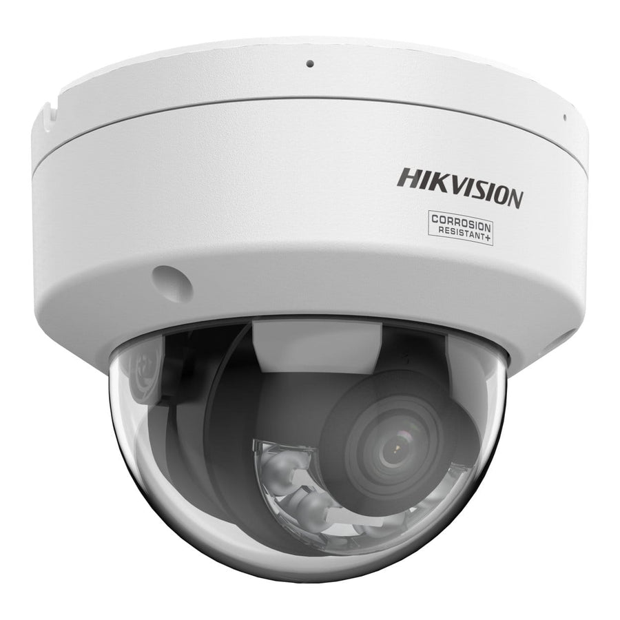 Hikvision 4MP Smart Hybrid Light with ColorVu Fixed Dome Network Camera, 2.8mm, Two-way Audio, IR/WL up to 30m, IP67, IK10